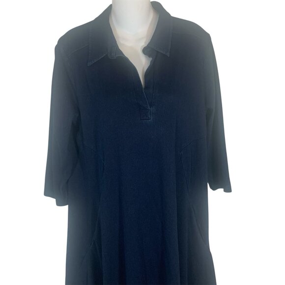 Women With Control QVC Blue Denim 3/4 Sleeve Polo Dress Size Medium - Picture 3 of 7